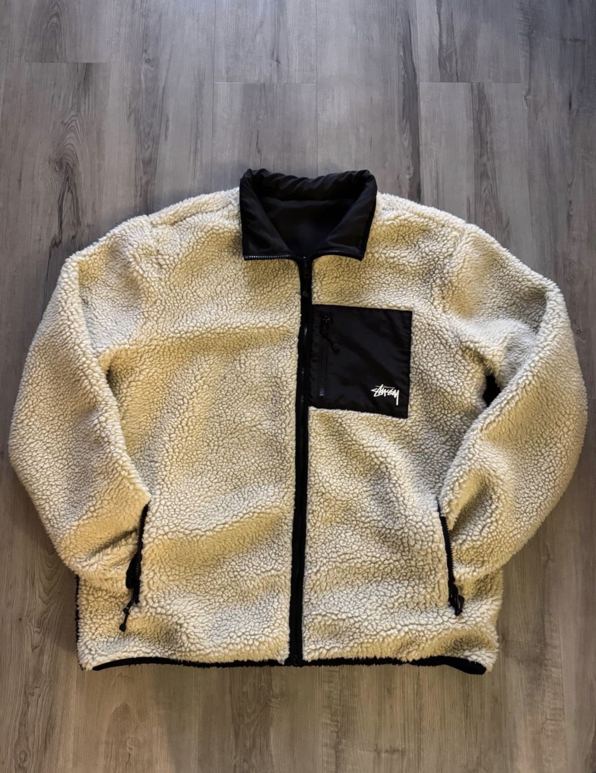 Stussy Sherpa Jacket Reversible To Rain Jacket Size L