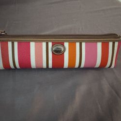 Pink striped coach, pencil purse