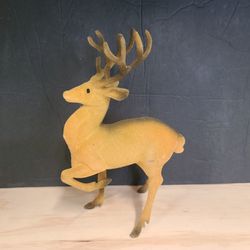 Vintage Brown Plastic Flocked Deer Figurine 