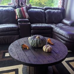 Custom made wire wheel coffee table