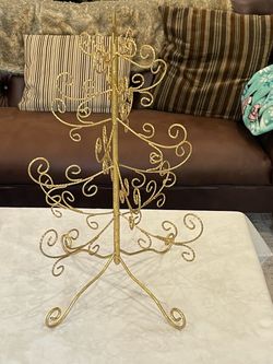 Gold glitter tabletop metal ornament display tree by Pier 1 Imports. 24.5” tall