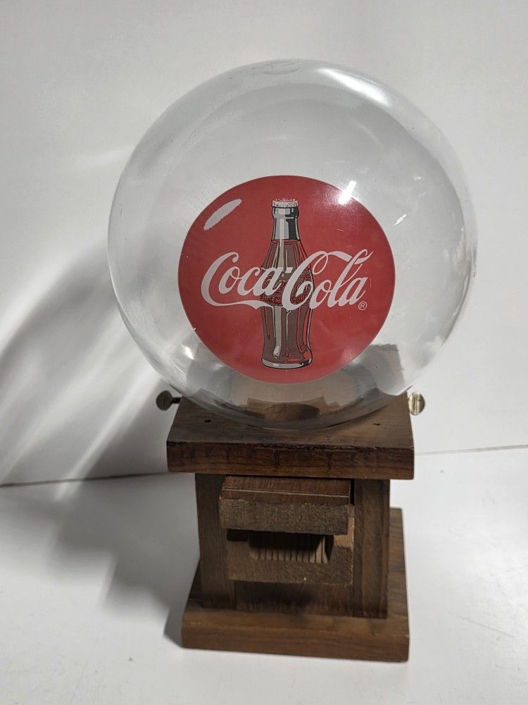 Vintage Coca-Cola Glass Globe Gumball Machine Wooden Base Soda Advertising Decor
