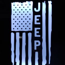 Jeep Tattered  Etched Lighted Mirror