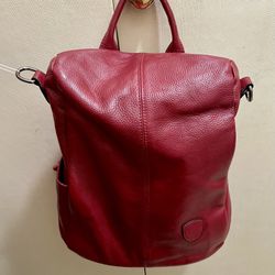 Red Leather Backpack 🎒 