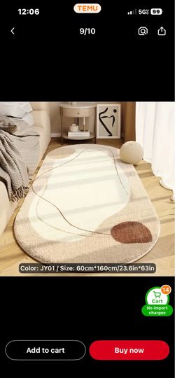 23.6*63inch Oval Simple Imitation Cashmere Anti-slip Mat Washable for Home Decor Mat for Living Room, Bedroom, Dining Room, Home Office, Basement, Are
