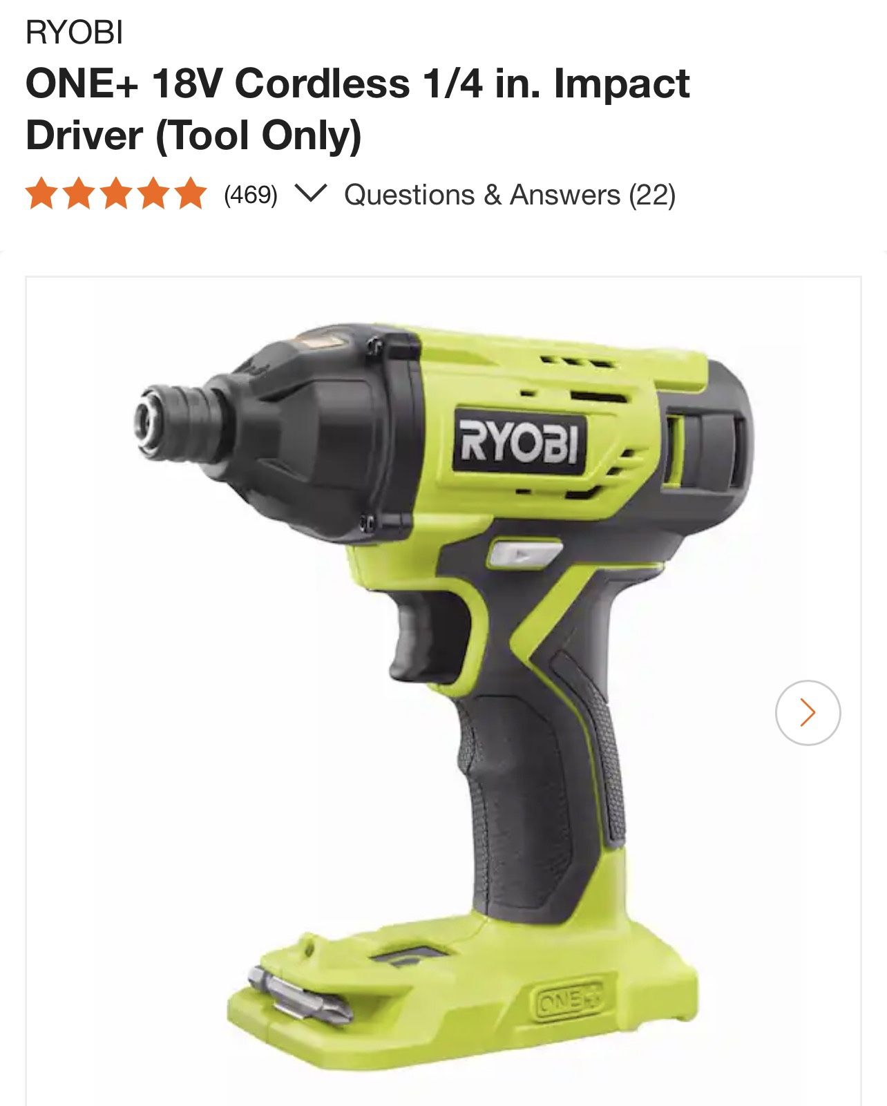 RYOBI 18v Impact Drill 