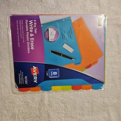 8 Big Tab Write And Erase Durable Plastic Dividers 