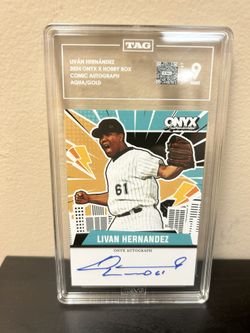 Livan Hernandez Autographed Baseball Card Onyx 2024 Graded 9 TAG