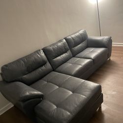 New Grey Leather Couch 