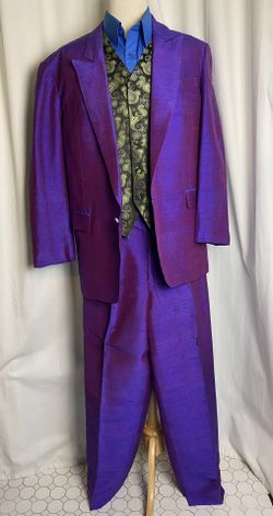 Men’s Joker Outfit XL Purple Suit 4 Piece Halloween Costume Cosplay Dark Knight