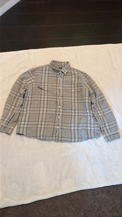 Gray Plaid Flannel Button-Up Shirt