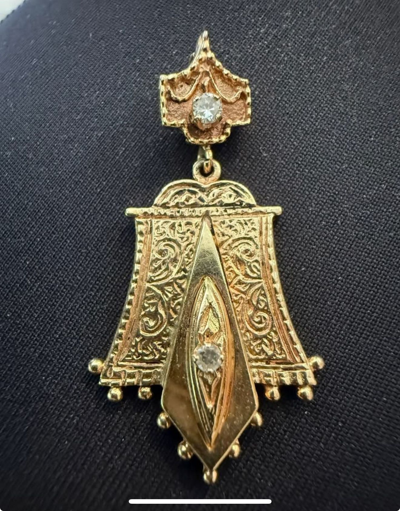 Antique Victorian Style 14k Solid Gold Diamond Pendant