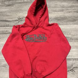 vintage VON DUTCH hoodie big logo sweatshirt Pullover Size mens S GOTH EMO Y2K