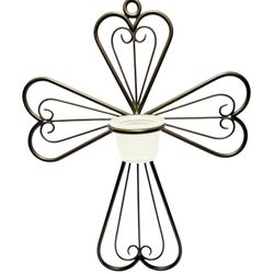 PARTYLITE Vintage Black Metal Cross Scroll Votive Candle Holder Wall Decor