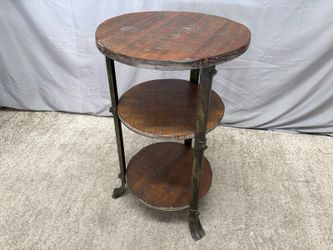 Rustic Industrial 3-Tier Round End Table