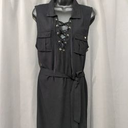 Guess Black Lace Up Dress (Sz Large)