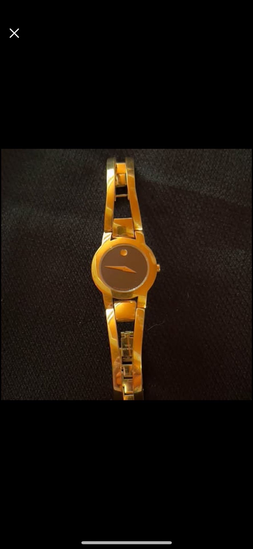 Vintage Gold Plated Movado Bangle Style Watch With Sapphire Crystal