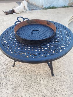 2-in-1 Cast Aluminum Patio Table & Wood-Burning Fire Pit Combo (48")