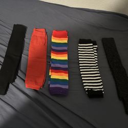 5 Pairs of Leg Warmers / Knee-High Socks - Rainbow & More