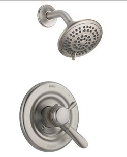 (Brand New in Box) 
Delta Faucet Lahara 17 Series Dual-Function Shower Trim Kit with 5-Spray Touch-Clean Shower Head, Stainless T17238-SS (Valve Not I