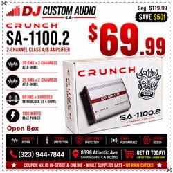 Crunch 1100 Watt Power Amplifier 2 Channel System Smash Series SA-1100.2 🚨 Payment Options Available 🚨 No Credit Needed 🚨