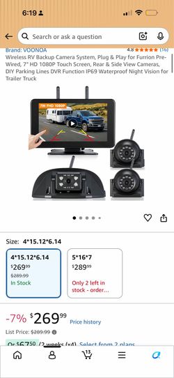 Wireless RV Backup Camera System, Plug & Play for Furrion Pre-Wired, 7" HD 1080P Touch Screen, Rear & Side View Cameras, DIY Parking Lines DVR Functio
