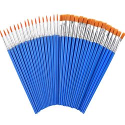 100 Pcs Paint Brushes Round Flat Small Brush Bulk for Detail Painting