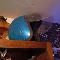Vintage Metallic Flake Blue Helmet W Visor