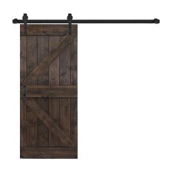 K Style Interior Solid Wood Sliding Barn Door with Hardware Kit
