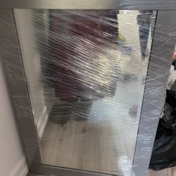 Solid wood gray mirror