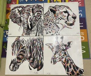 Safari Animals Canvas 24x24