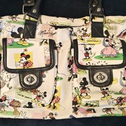 Disney Parks Mickey & Minnie Mouse Comic Collage Purse