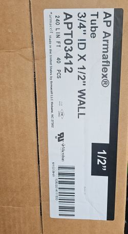 AP Armaflex Pipe Insulation Tube 3/4" ID x 1/2" Wall
