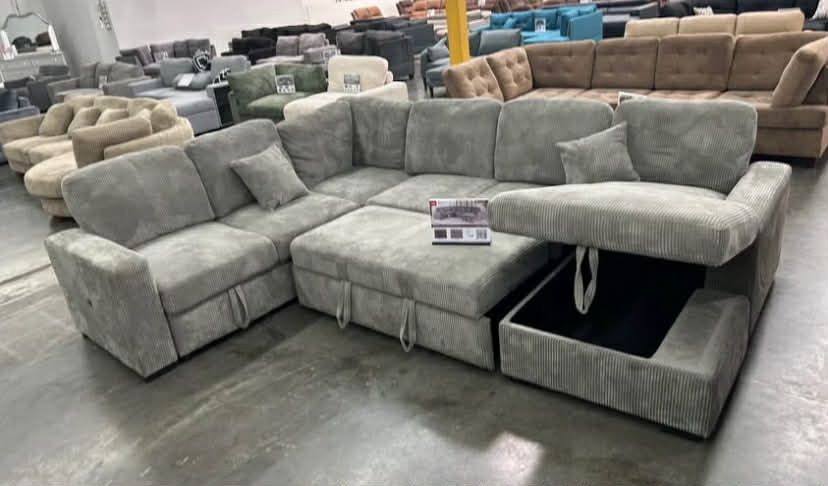 New Sleeper Sectional Couch with USB! Free Delivery 🚚! Free Assembly!
