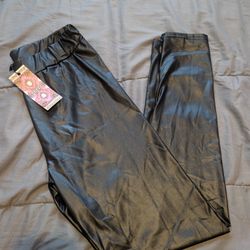 Black Leather Like Leggings 