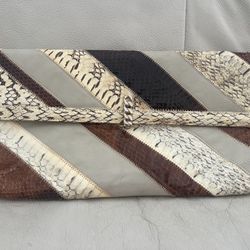  Vintage By CAPRICE Cream and Tan Clutch/ Shoulder Bag. 