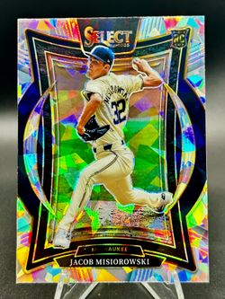 Jacob Misiorowski Panini 2025 Select Prizm Rookie Card Cracked Ice Brewers #79