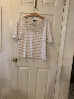 Rafaella Women’s Striped Shirt with Embroidered Design – XXL