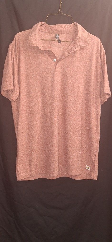 Vuori Performance Polo Shirt Heather Rose Large – Stretch Athletic Fit