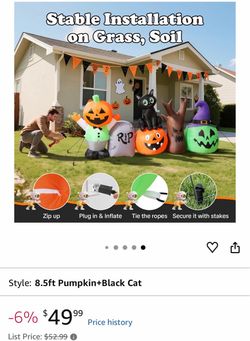 Halloween Inflatables Outdoor Decoration, 8.5ft Pumpkin/Tombstone/Black Cat/Ghost Tree