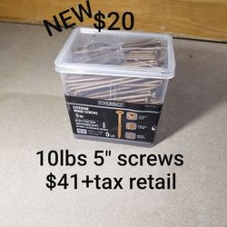 new  Bucket of 5" screws $41+tax retail 