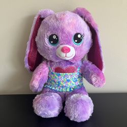 Build A Bear Heartables Bunny Stuffed Animal Purple Multi Glitter Heart 16 Inch