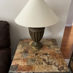 2 Marbletop Tables + 2 Lamps