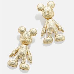 BaubleBar Matte Gold Dangle Mickey Mouse Disney 3D Earrings