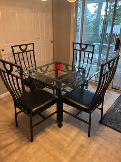 Glass Top Dining Table with 4 Chairs