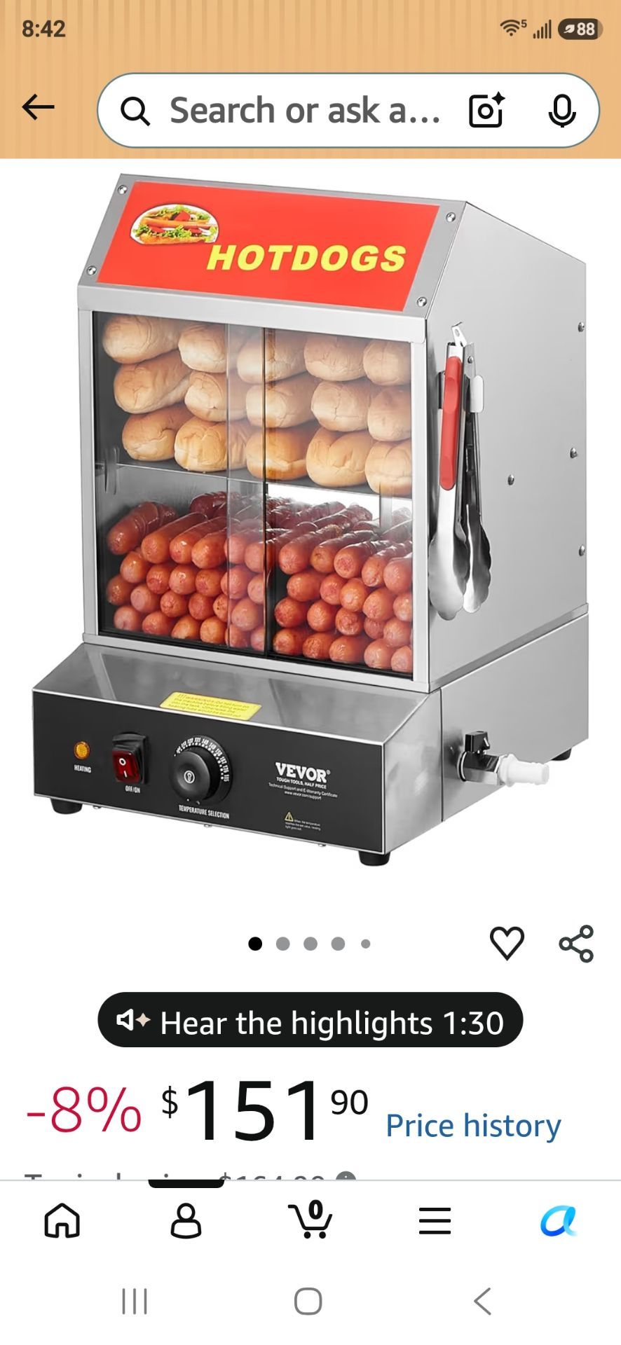 Hot dog and bun steamer (SOLD)