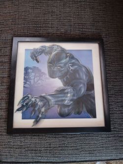 Black panther holographic framed art