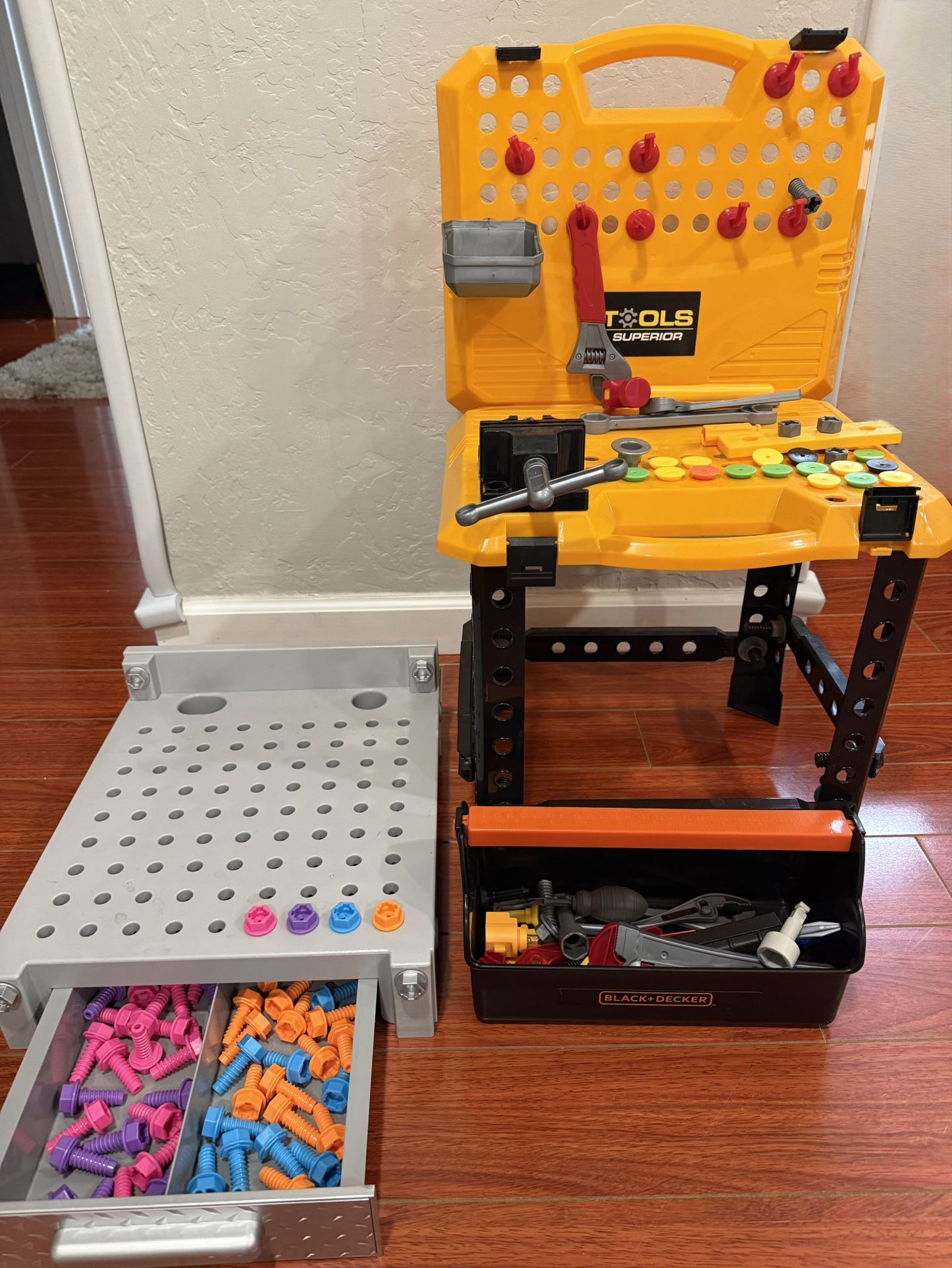 Kids Work Bench Plus Black Decker Tool Set & Nail Puzzle