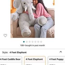 Valentines Day Gift Vermont Teddy Bear Giant Elephant Stuffed Animal, 48 Inch/4 Ft