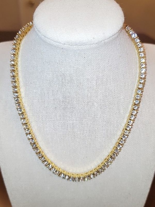 Gold 4mm CZ Tennis Necklace